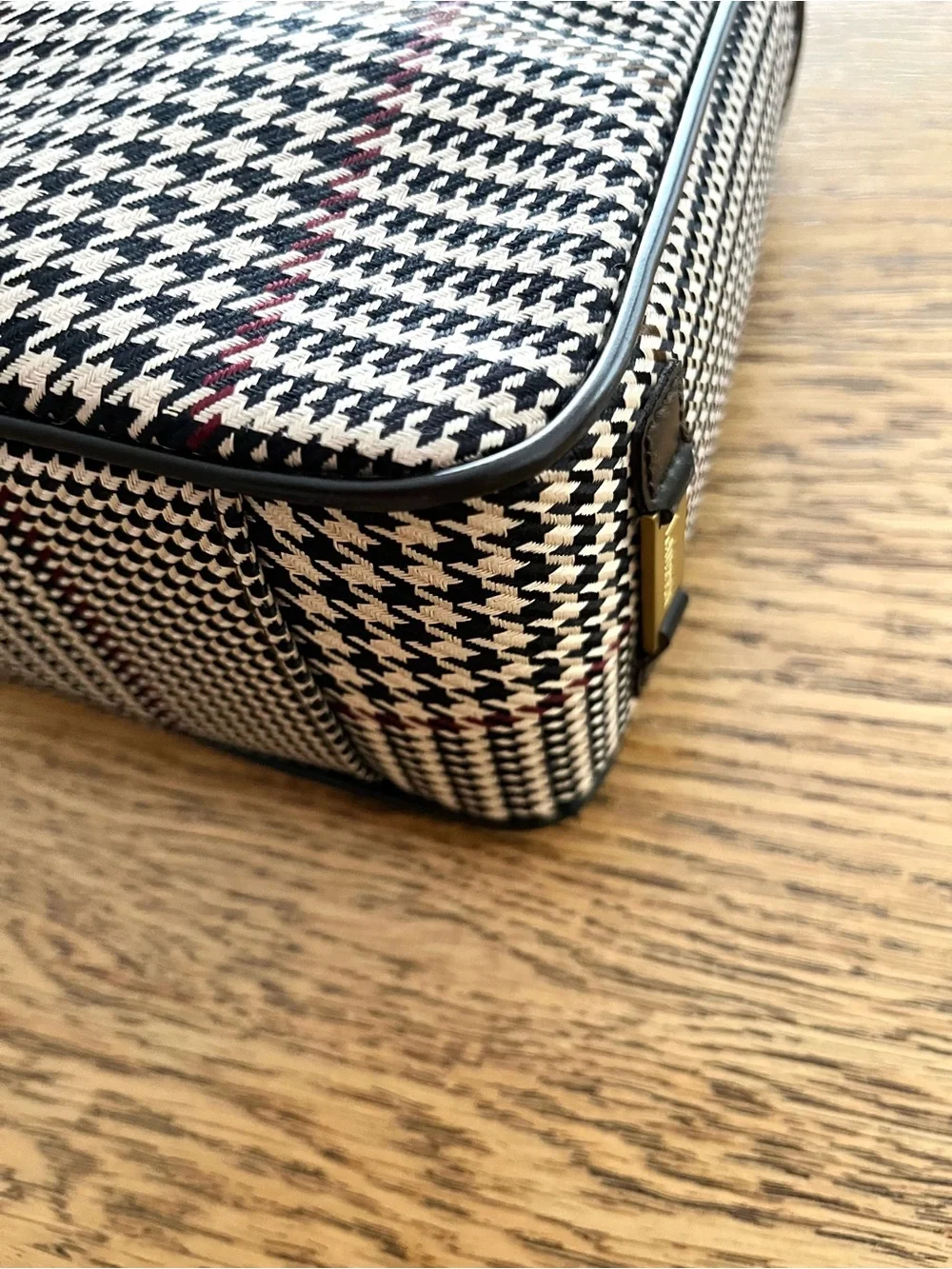 Lauren Ralph Lauren Vintage Houndstooth Tote Bag with Gold Accents